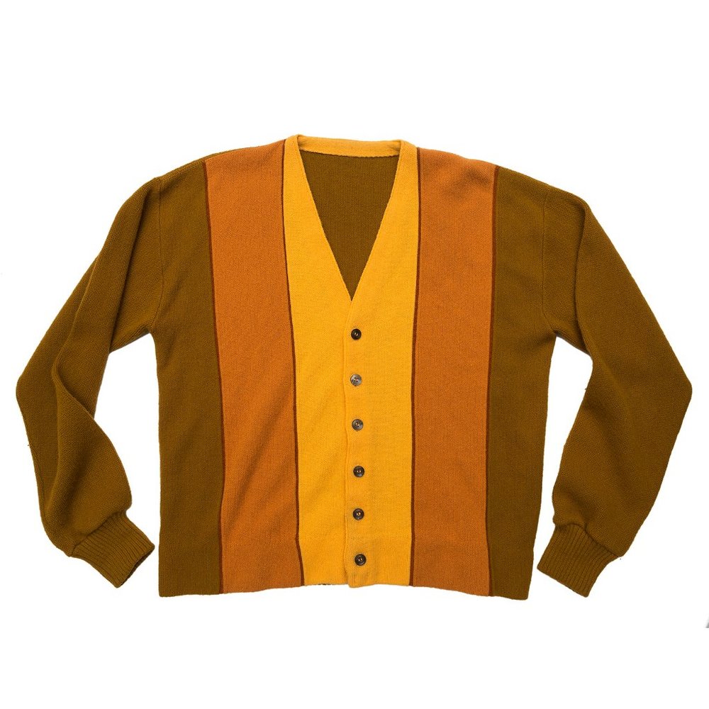 1960’s STRIPED BROWN | ORANGE | YELLOW VINTAGE CARDIGAN SWEATER